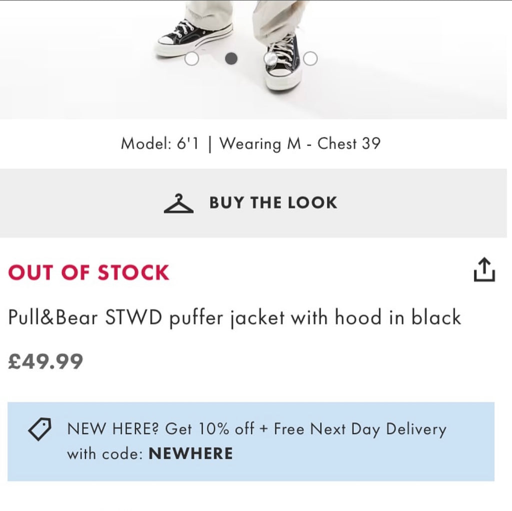 Pull&Bear STWD puffer jacket with hood in black