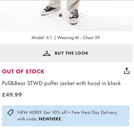 Pull&Bear STWD puffer jacket with hood in black