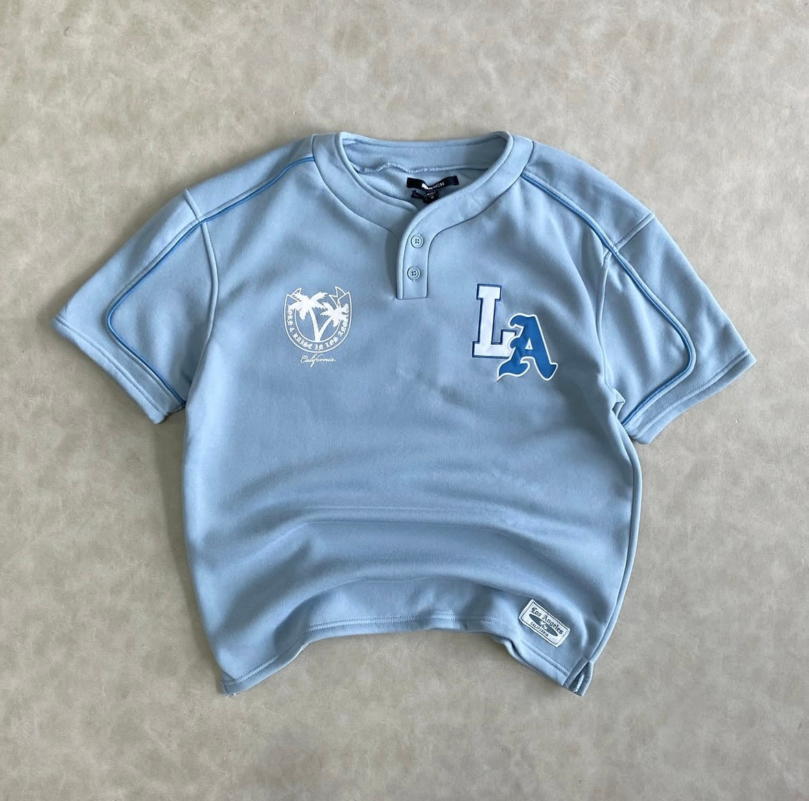 LA California Short Sleeve Henley - Stone