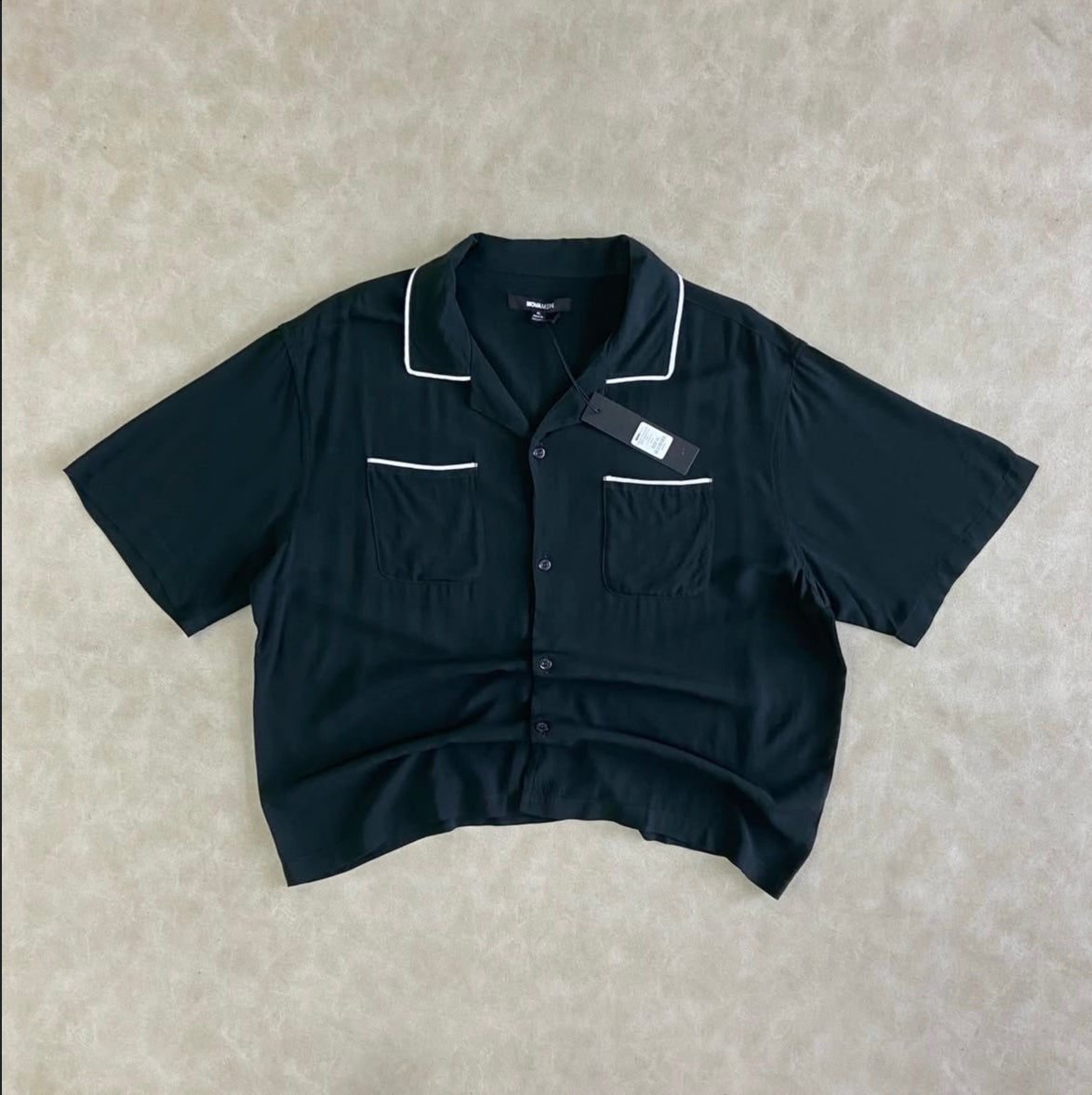 Casual Cropped PJ Style Button Up Shirt