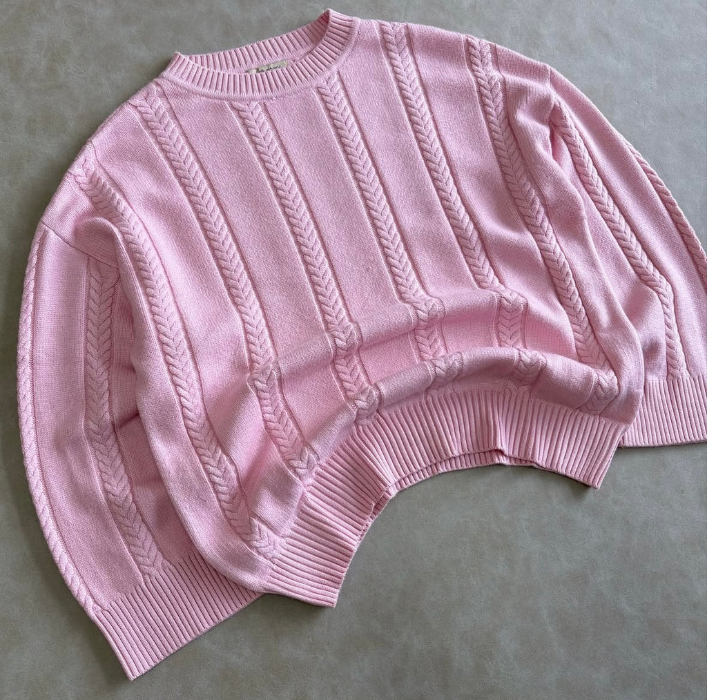 Pink Sweater With Cable Details