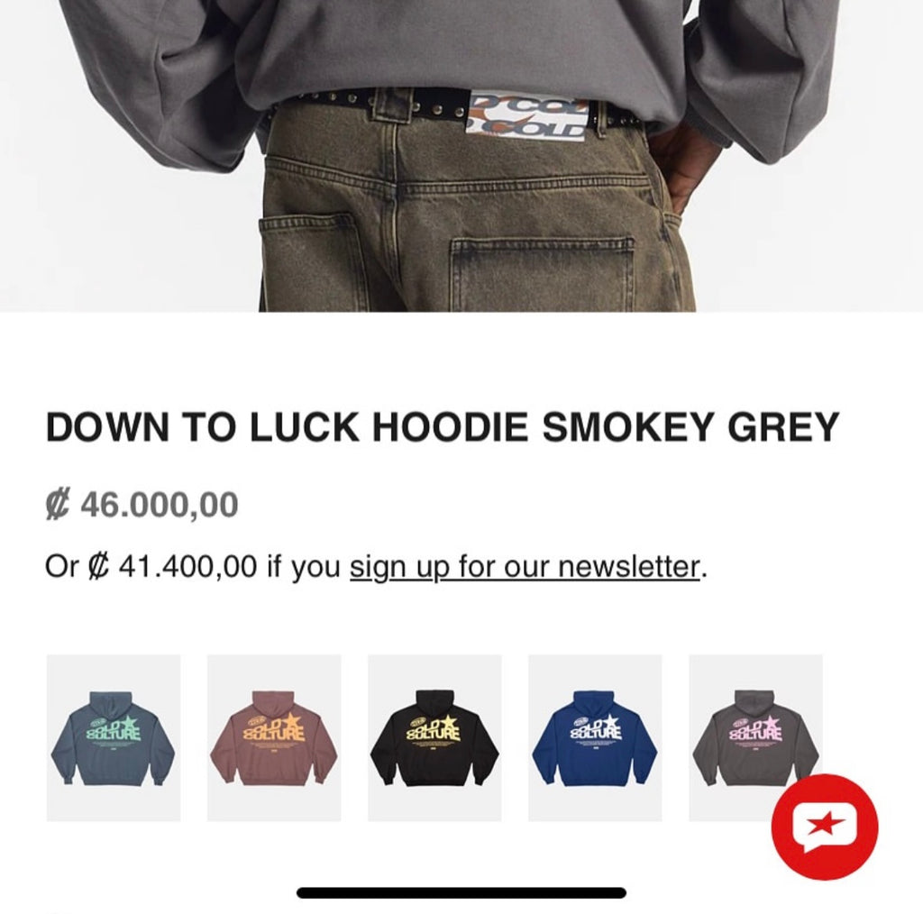 Cold Culture Down To Luck Hoodie Smokey Grey