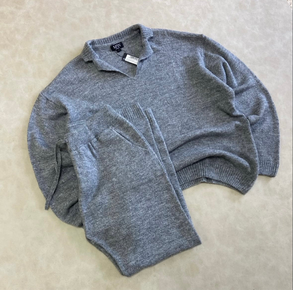 Oversized Revere Knitted Polo Tracksuit