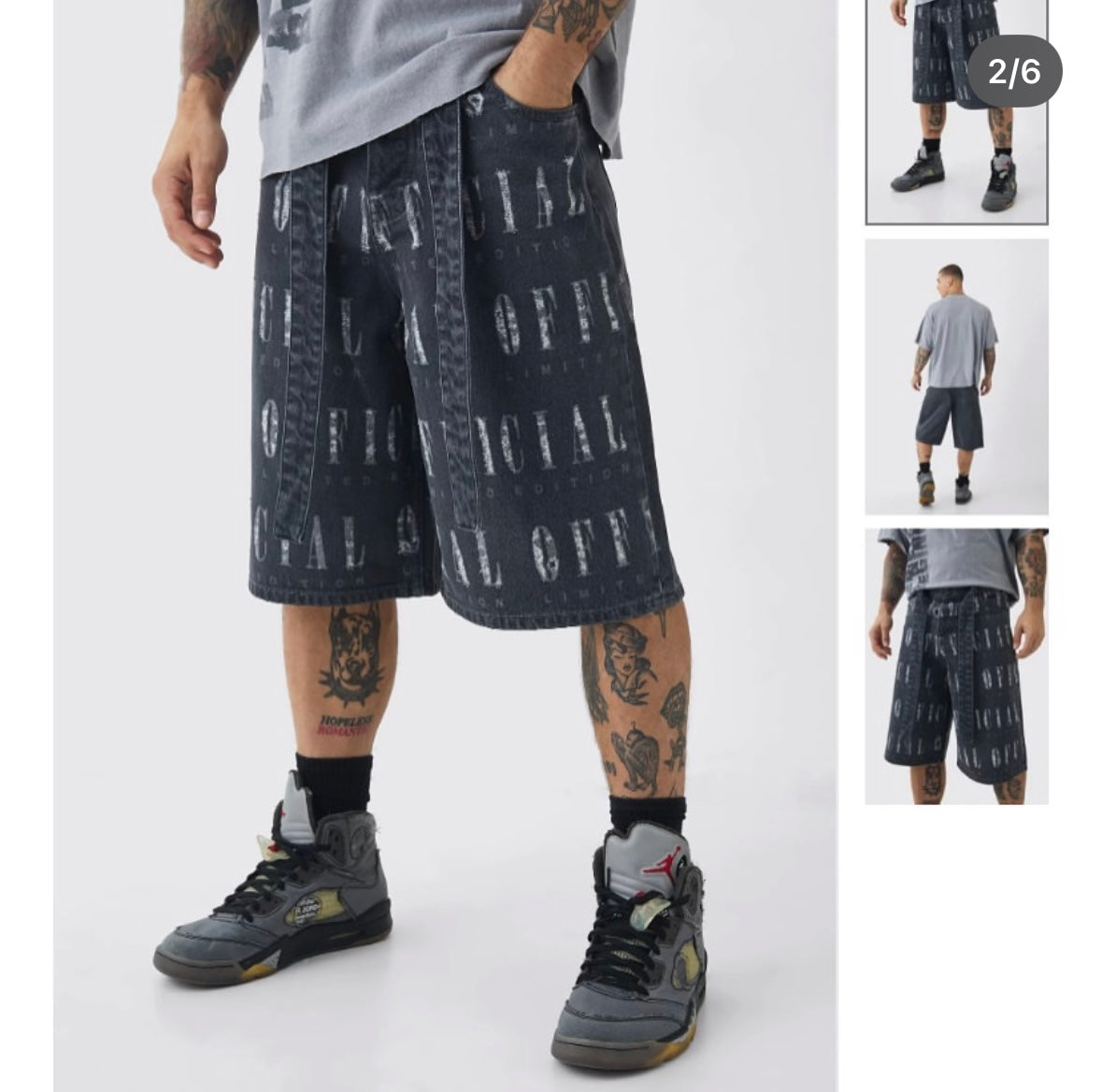 Oficial Regular Untreated Denim Shorts In Medium Grey