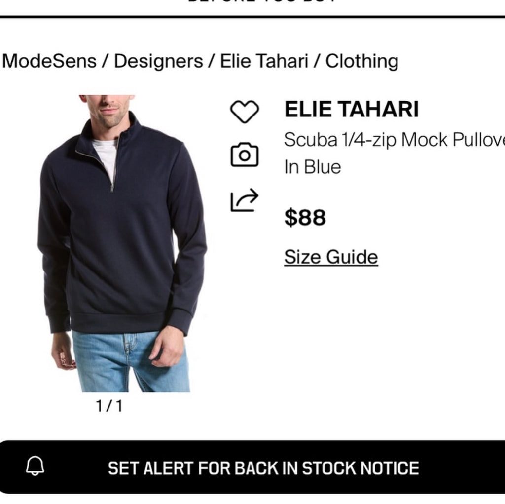 ELIE TAHARI Scuba 1/4-zip Mock Pullover