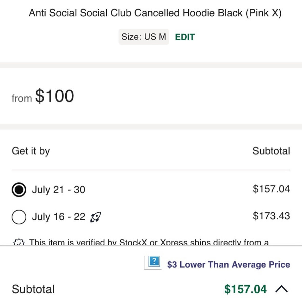 Anti Social Social Club Cancelled Hoodie
Black (Pink X)