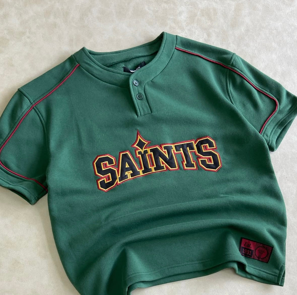 Saint Worldwide Henley Short Sleeve -
Green