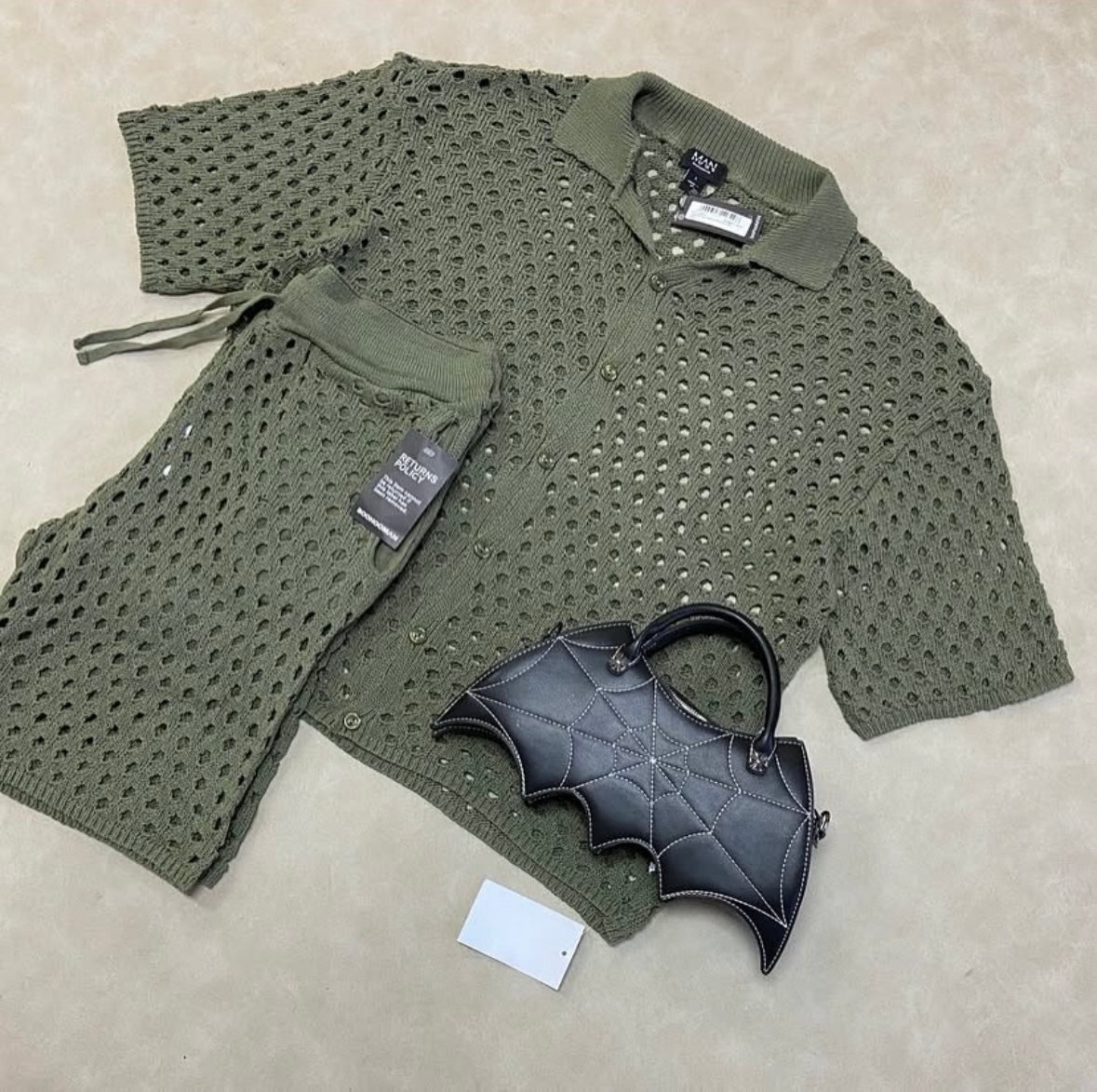 Oversized Open Stitch Shirt & Short Set