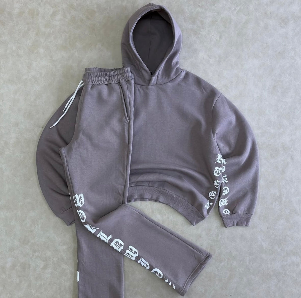 Oversized Boxy Printed Flared Tracksuit