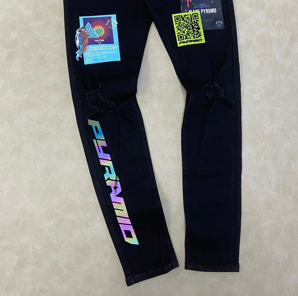 Black Pyramid Patchwork Jeans By Chris Brown
