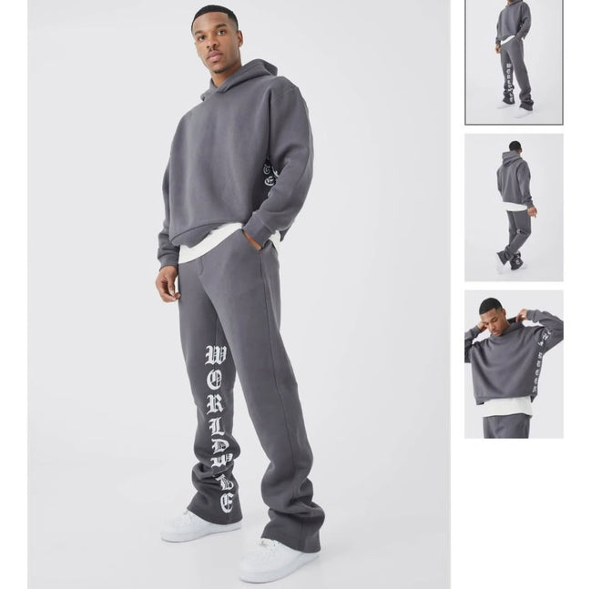 Oversized Boxy Printed Flared Tracksuit