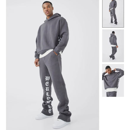 Oversized Boxy Printed Flared Tracksuit