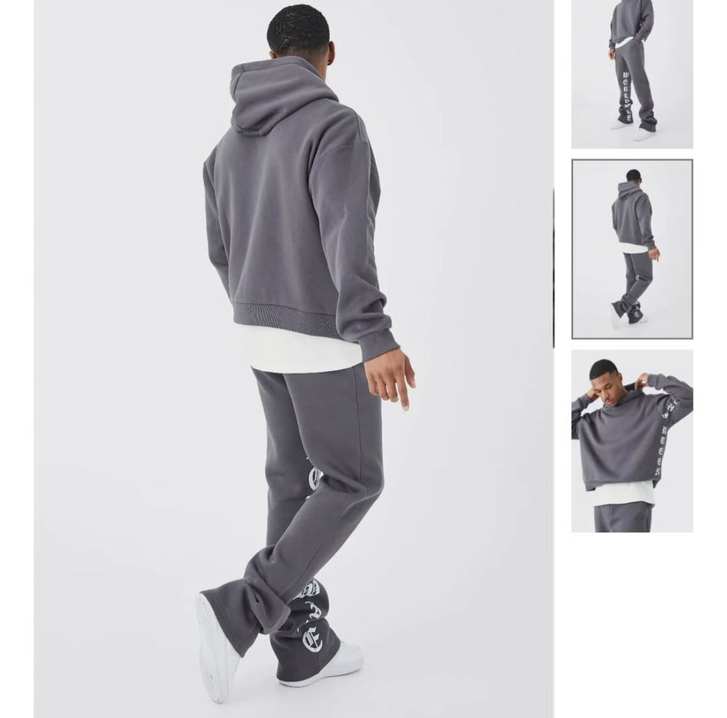 Oversized Boxy Printed Flared Tracksuit