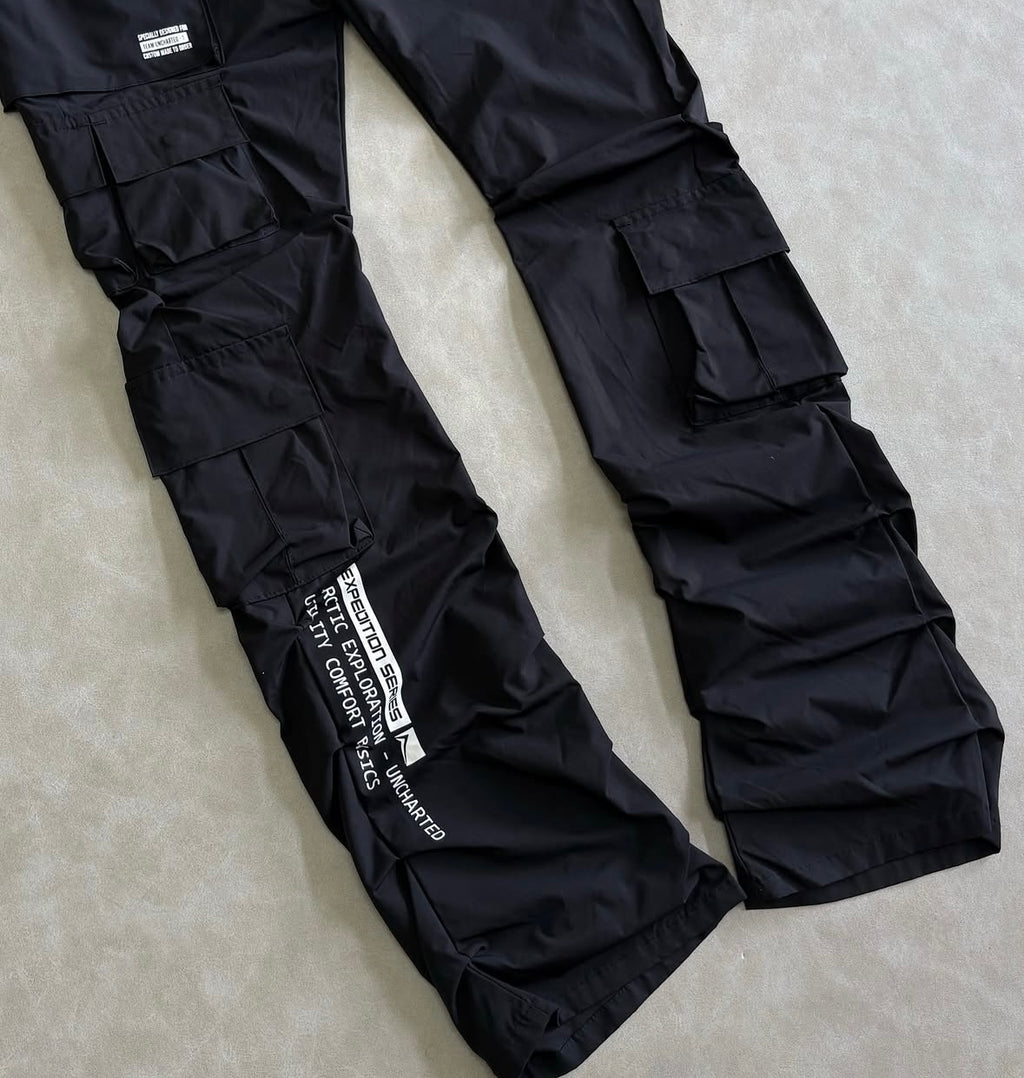 Smoke Rise Nylon Utility Pocket Stacked Flare Pant