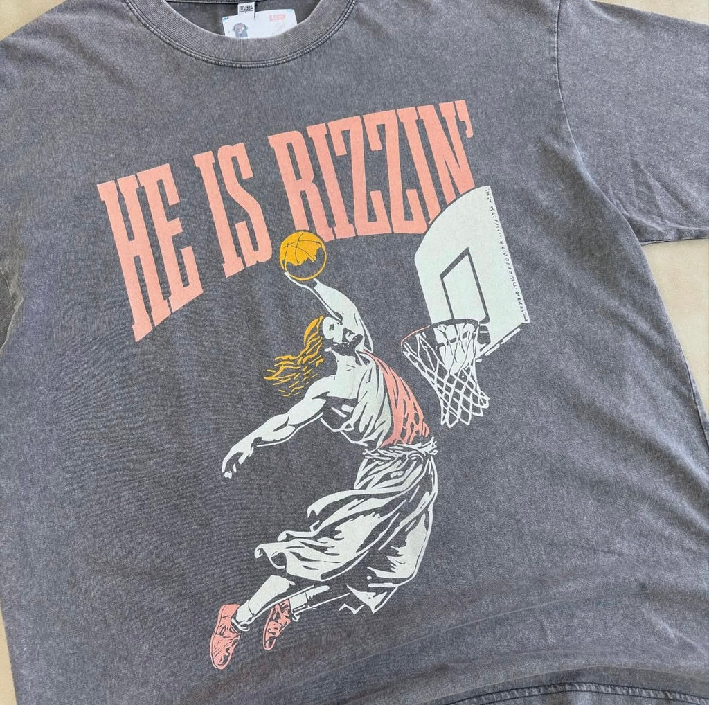 HE IS RIZZIN- JESUS HEAVYWEIGTH
WASHED T-Shirt