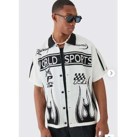Boxy Fit Knitted Moto Shirt