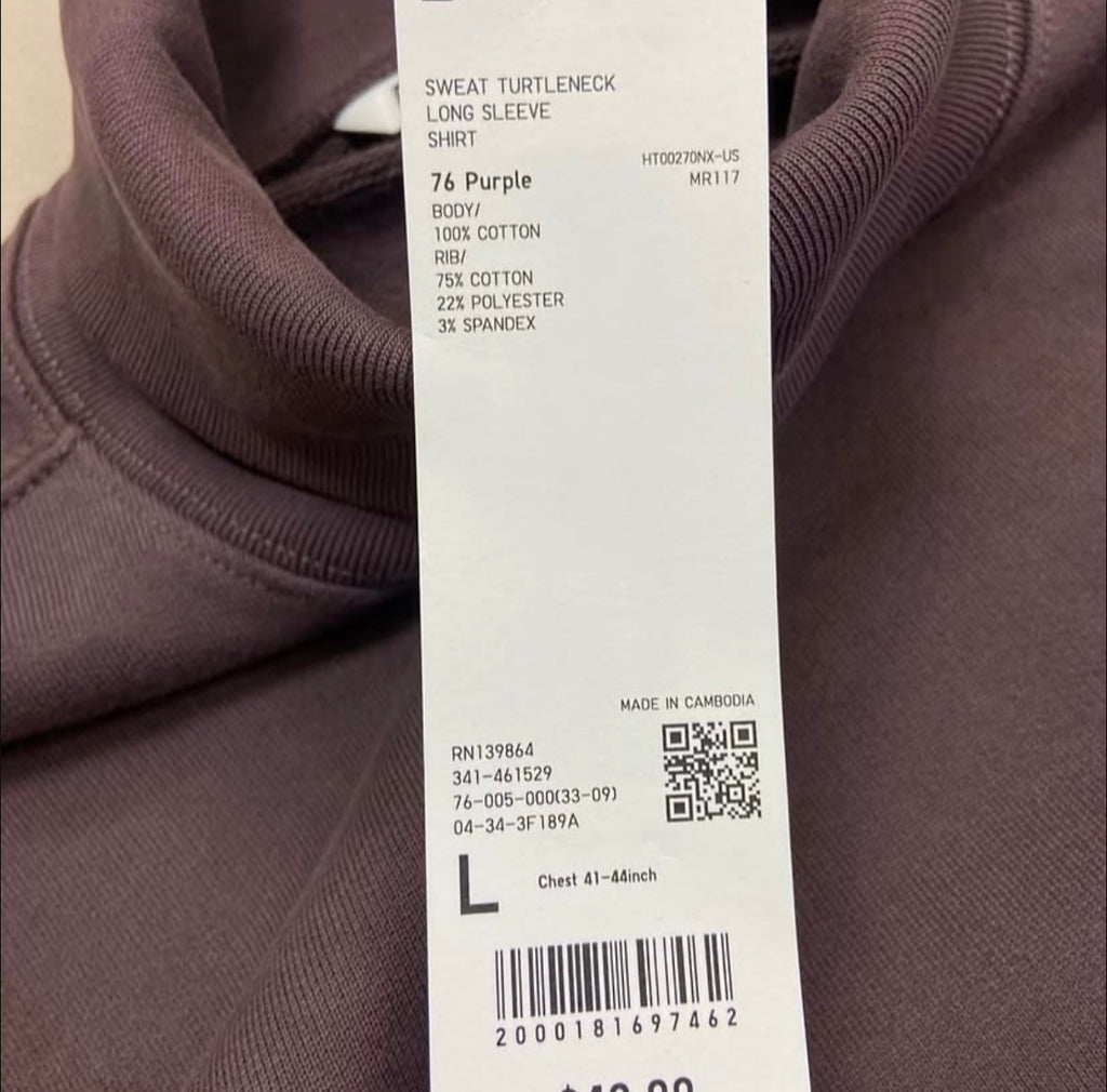Uniqlo Sweat Turtleneck Long-Sleeve Shirt