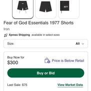 Fear Of God Essentials 1977 Short