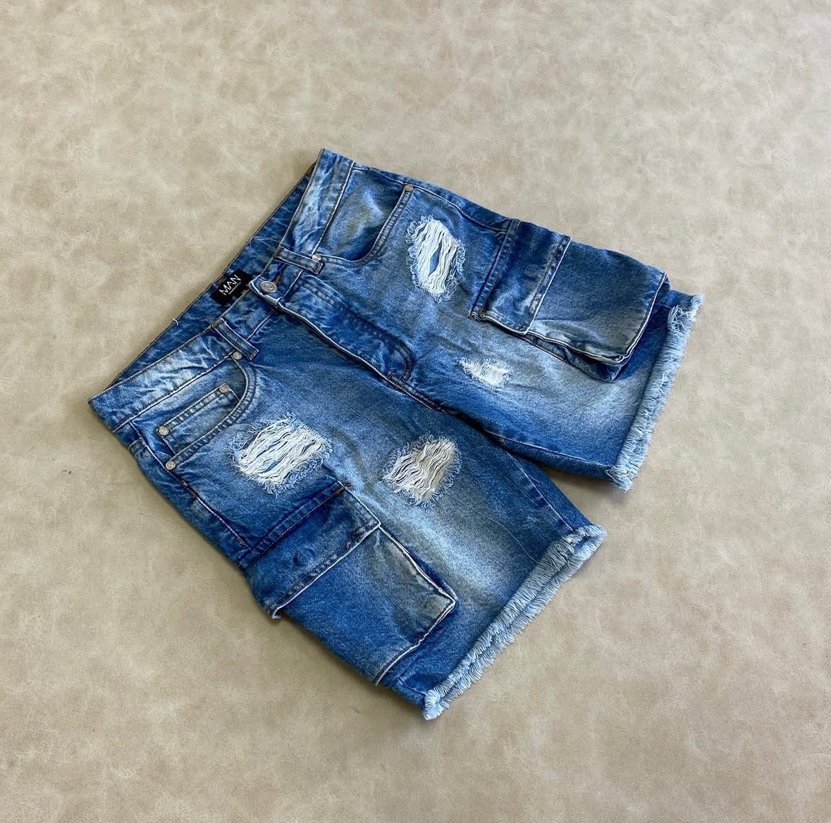 Raw Fitted Denim Shorts