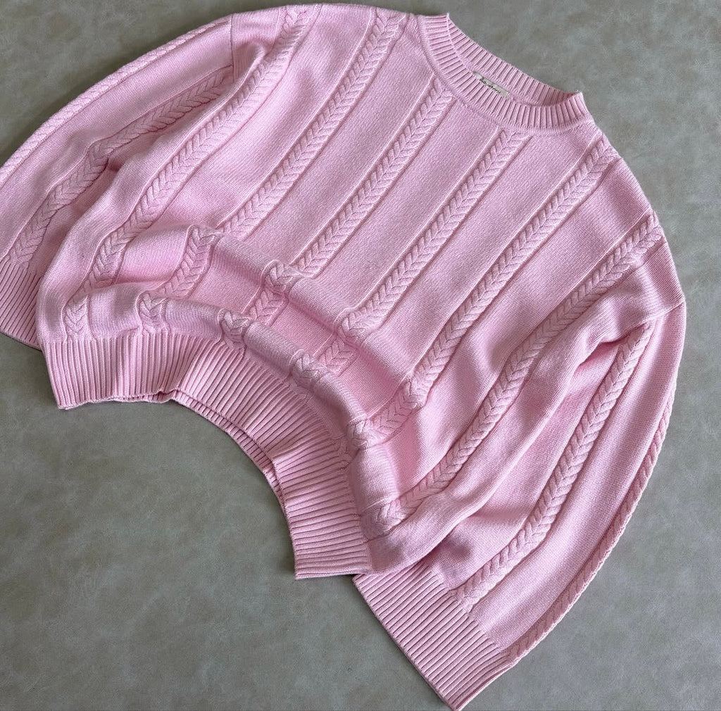 Pink Sweater With Cable Details