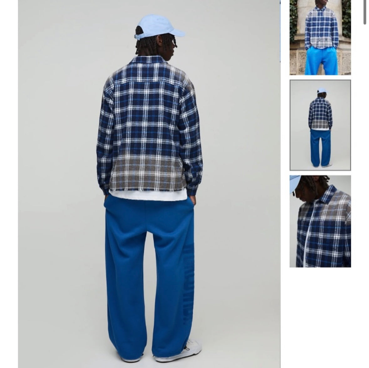 Oversized Flannel Check Distressed
Collared Shirt