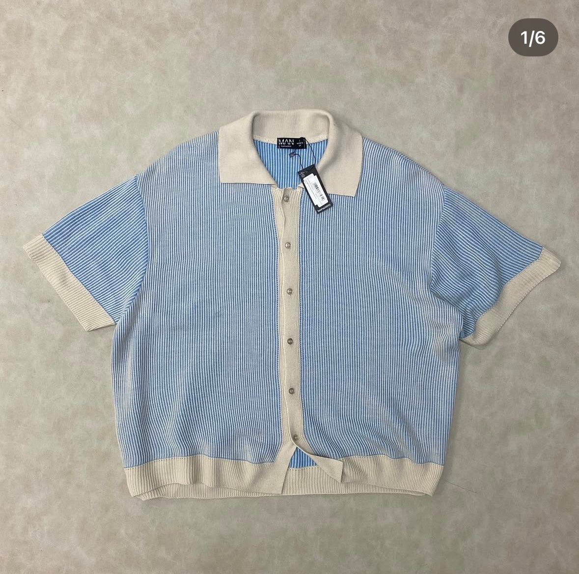 Oversized Boxy Two Tone Rib Knit Shirt