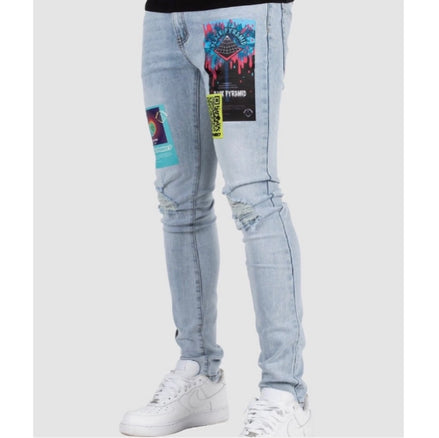 Black Pyramid Patchwork Jeans By Chris Brown