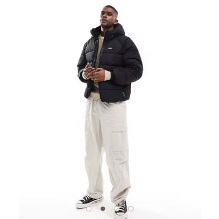 Pull&Bear STWD puffer jacket with hood in black