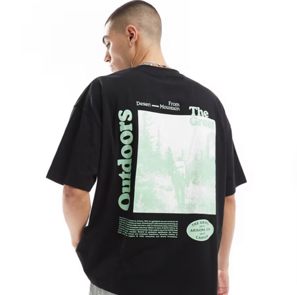 ASOS DESIGN oversized t-shirt with nature back print in black