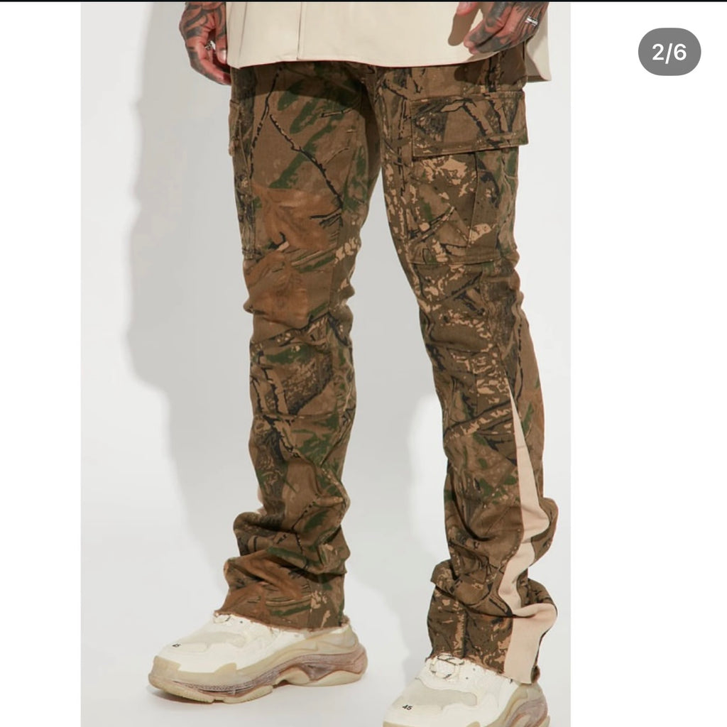 On The Hunt Slim Flared Cargo Pants - Camouflage