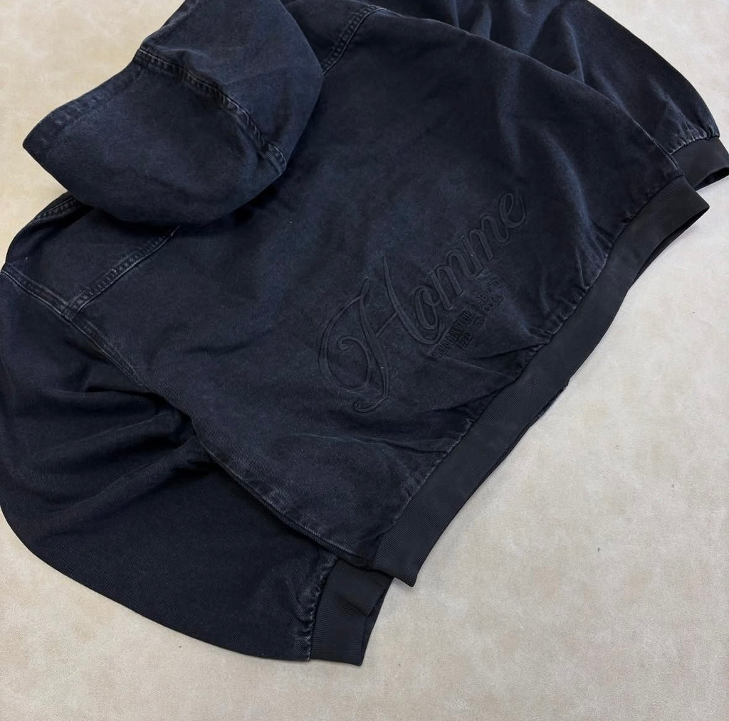 Oversized Boxy Denim Embroidered
Hoodie