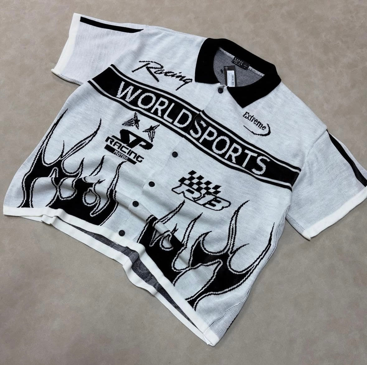 Boxy Fit Knitted Moto Shirt
