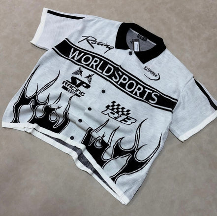 Boxy Fit Knitted Moto Shirt