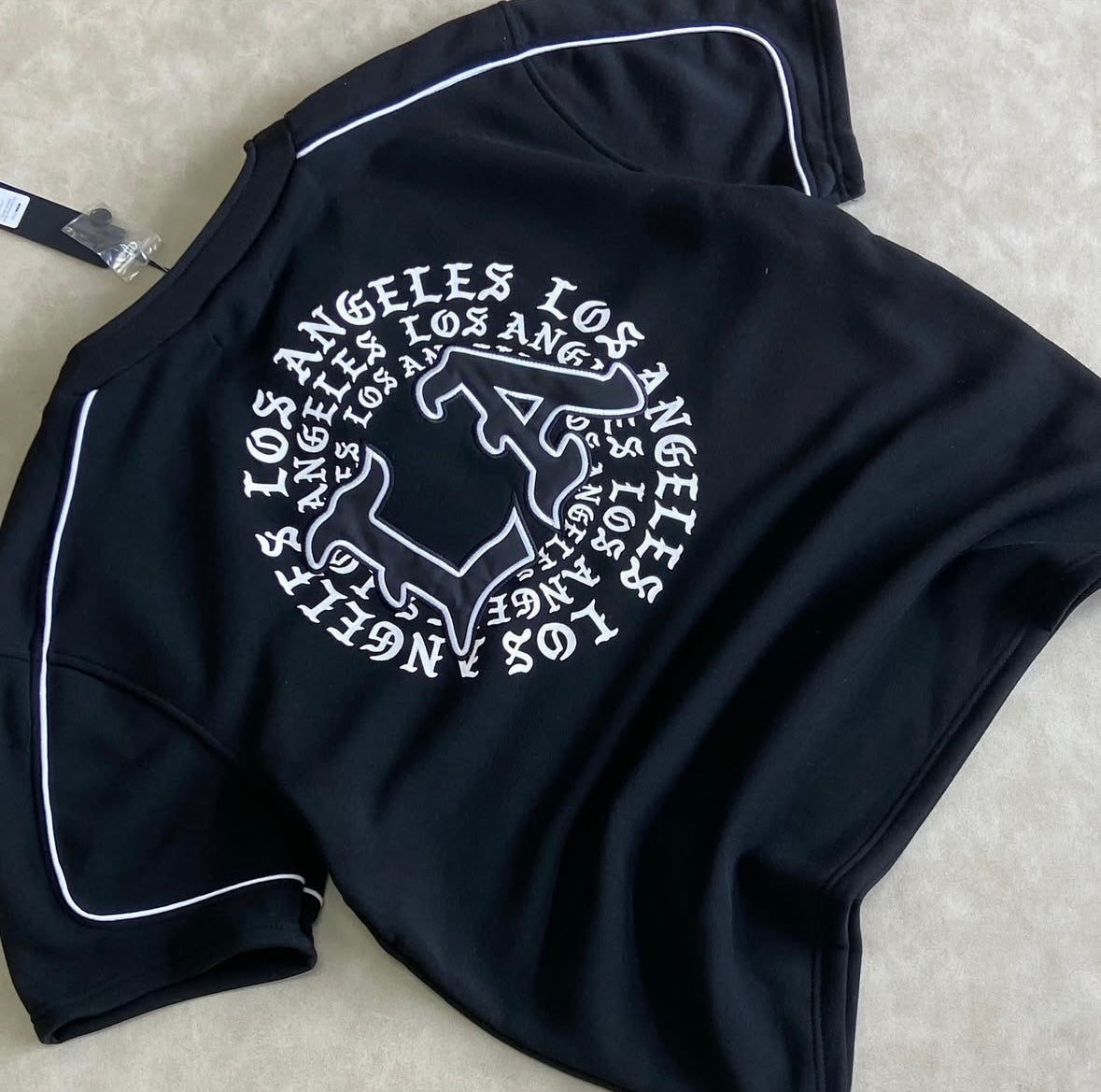 LA California Short Sleeve Henley - Black