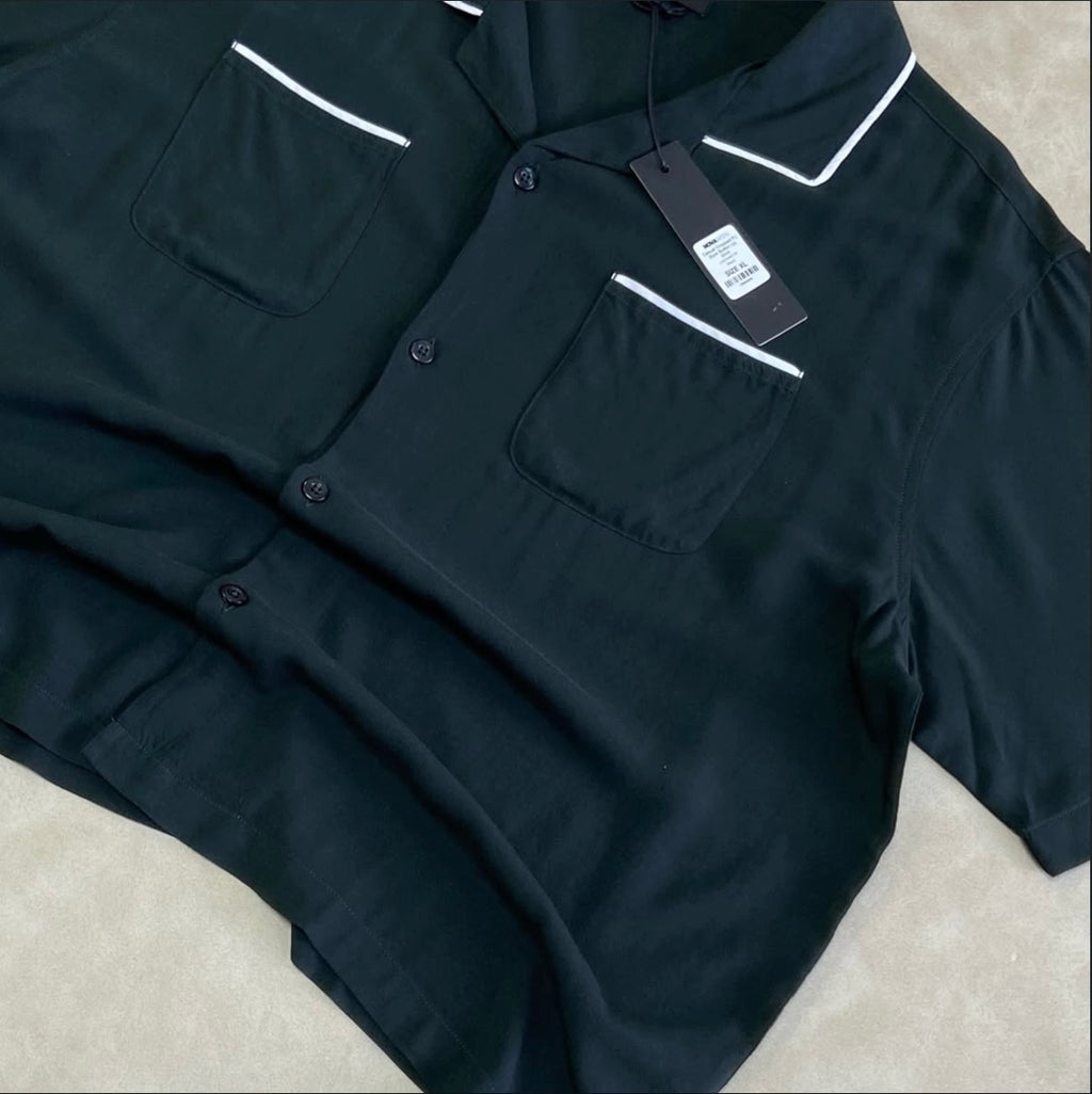 Casual Cropped PJ Style Button Up Shirt