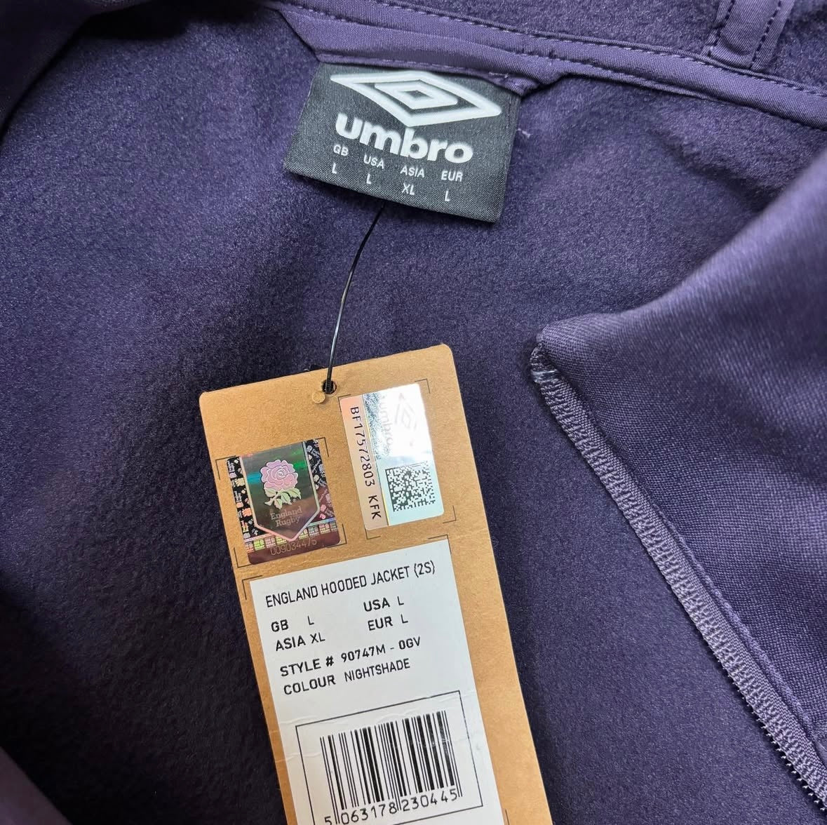 2024-2025 England Rugby Hooded
Jacket (Nightshade)