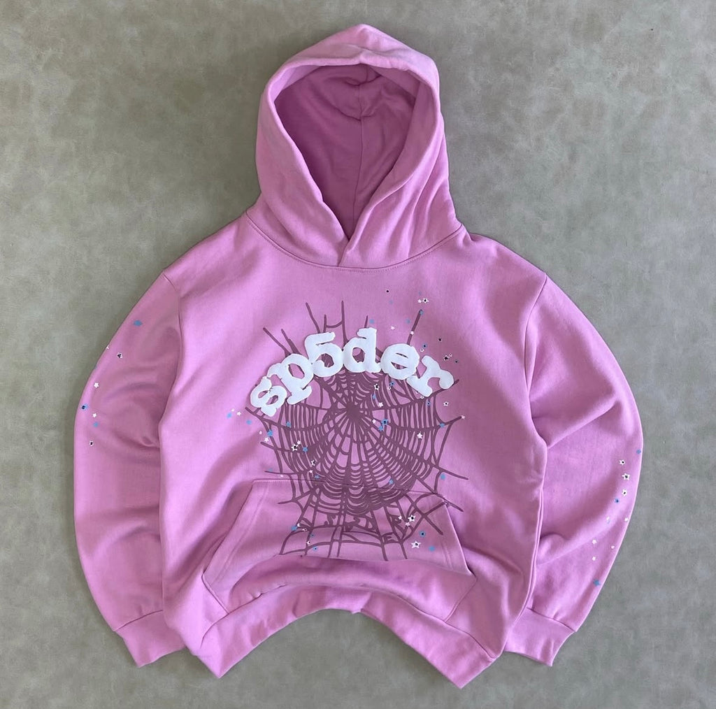Sp5der OG Web Hoodie Pink