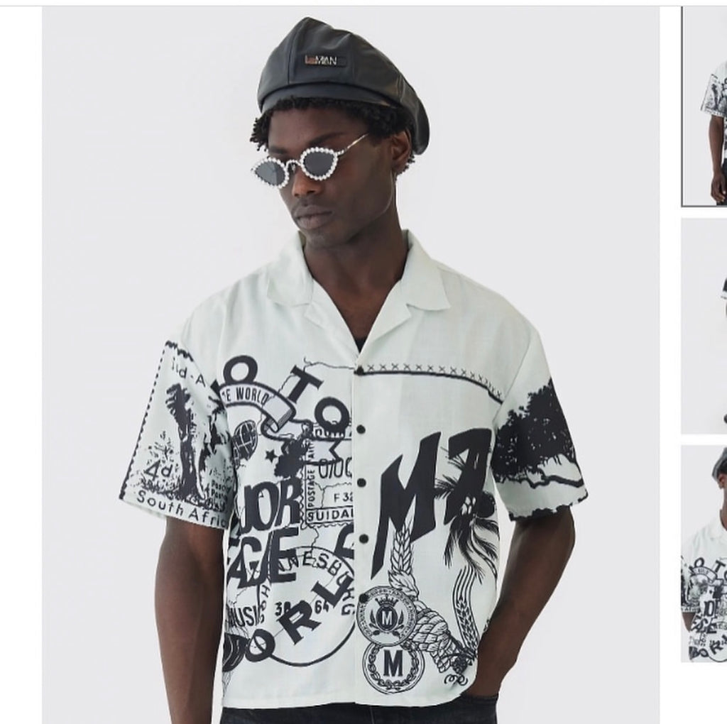 Oversized Straight Shirt with Major League Embroidery