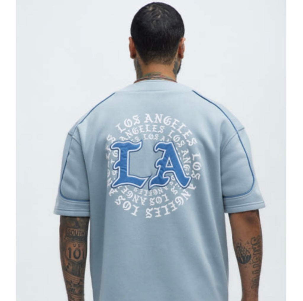 LA California Short Sleeve Henley - Stone