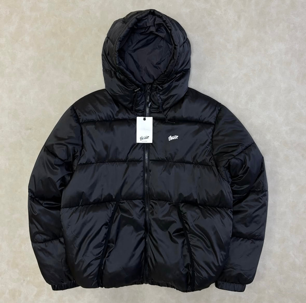Pull&Bear STWD puffer jacket with hood in black