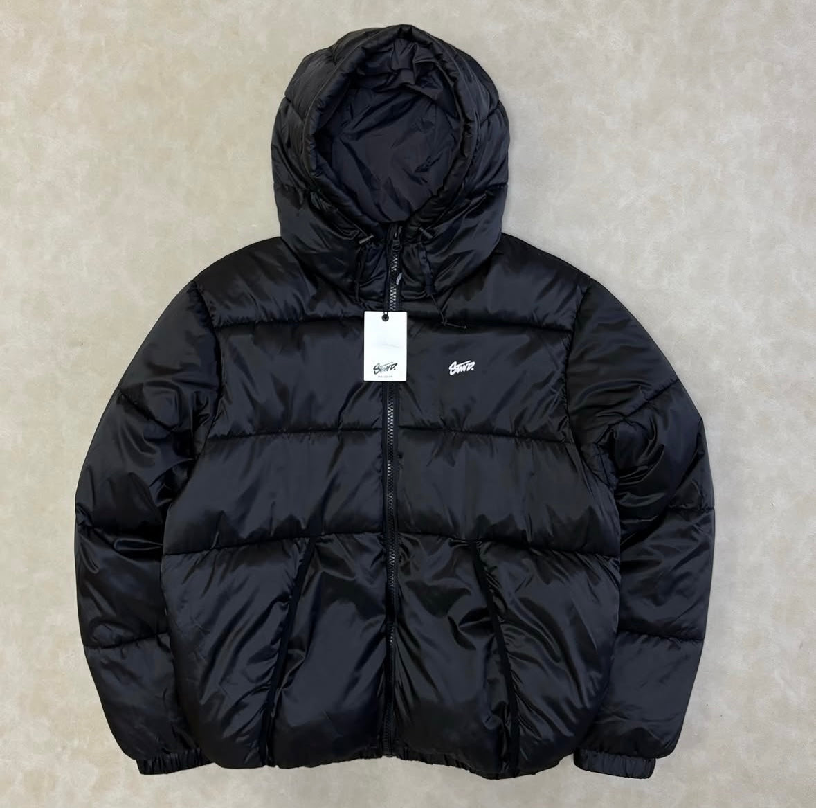 Pull&Bear STWD puffer jacket with hood in black