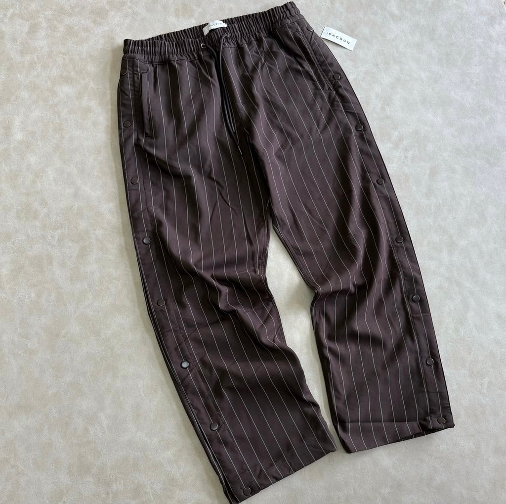 Pacsun Brown Pinstripe Tony Baggy Track Pants