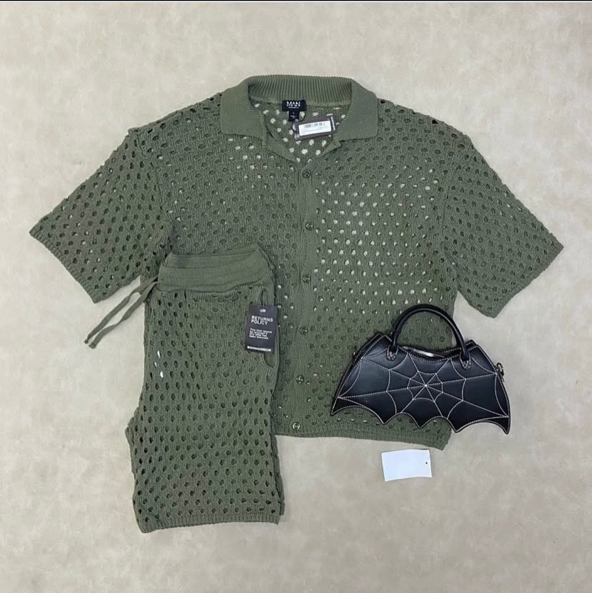 Oversized Open Stitch Shirt & Short Set