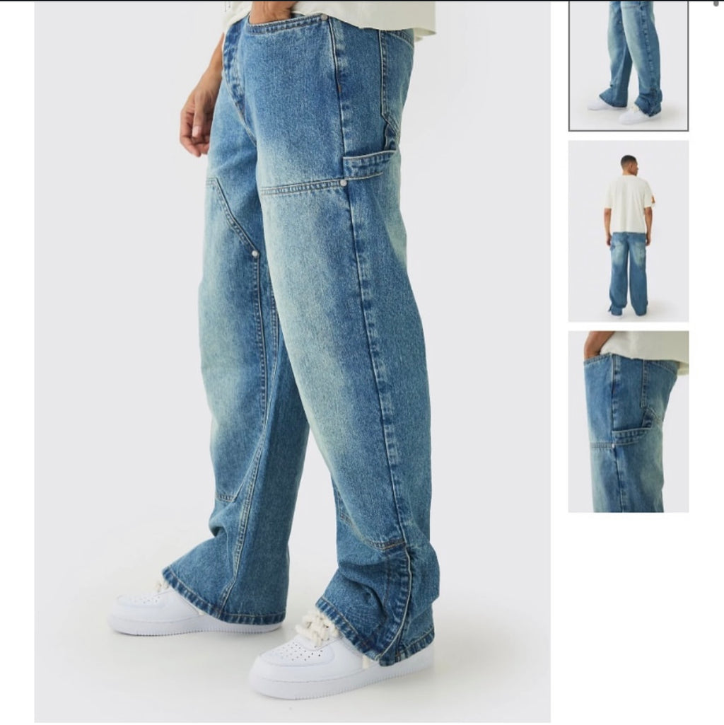 Relaxed Fit Carpenter Jeans With Split
Hem