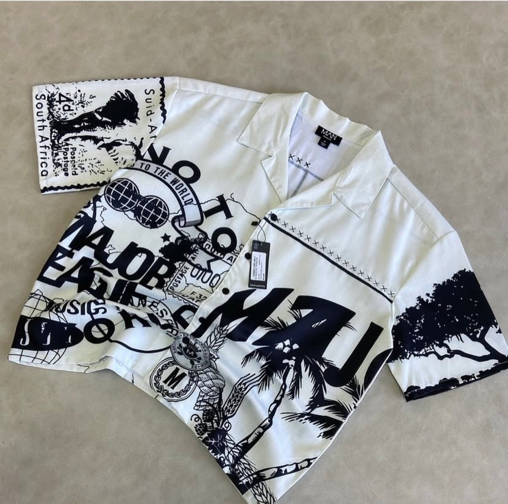 Oversized Straight Shirt with Major League Embroidery