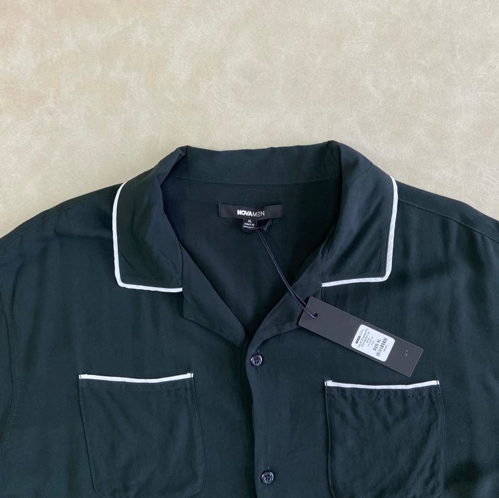 Casual Cropped PJ Style Button Up Shirt