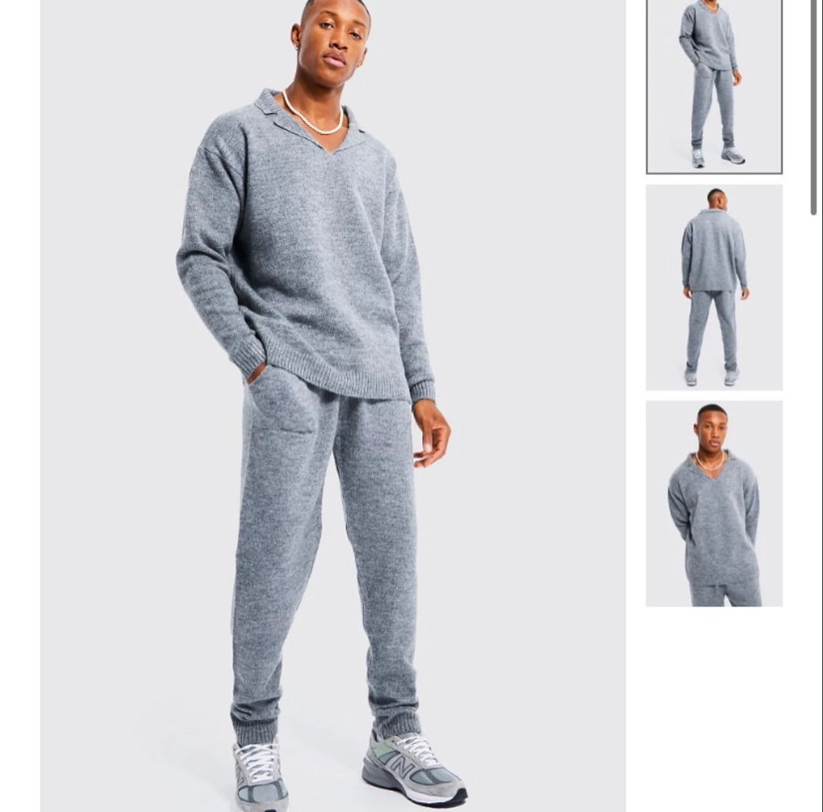 Oversized Revere Knitted Polo Tracksuit