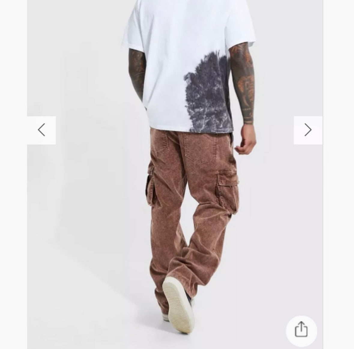 Acid Wash Corduroy Loose - Fit Cargo Pants
