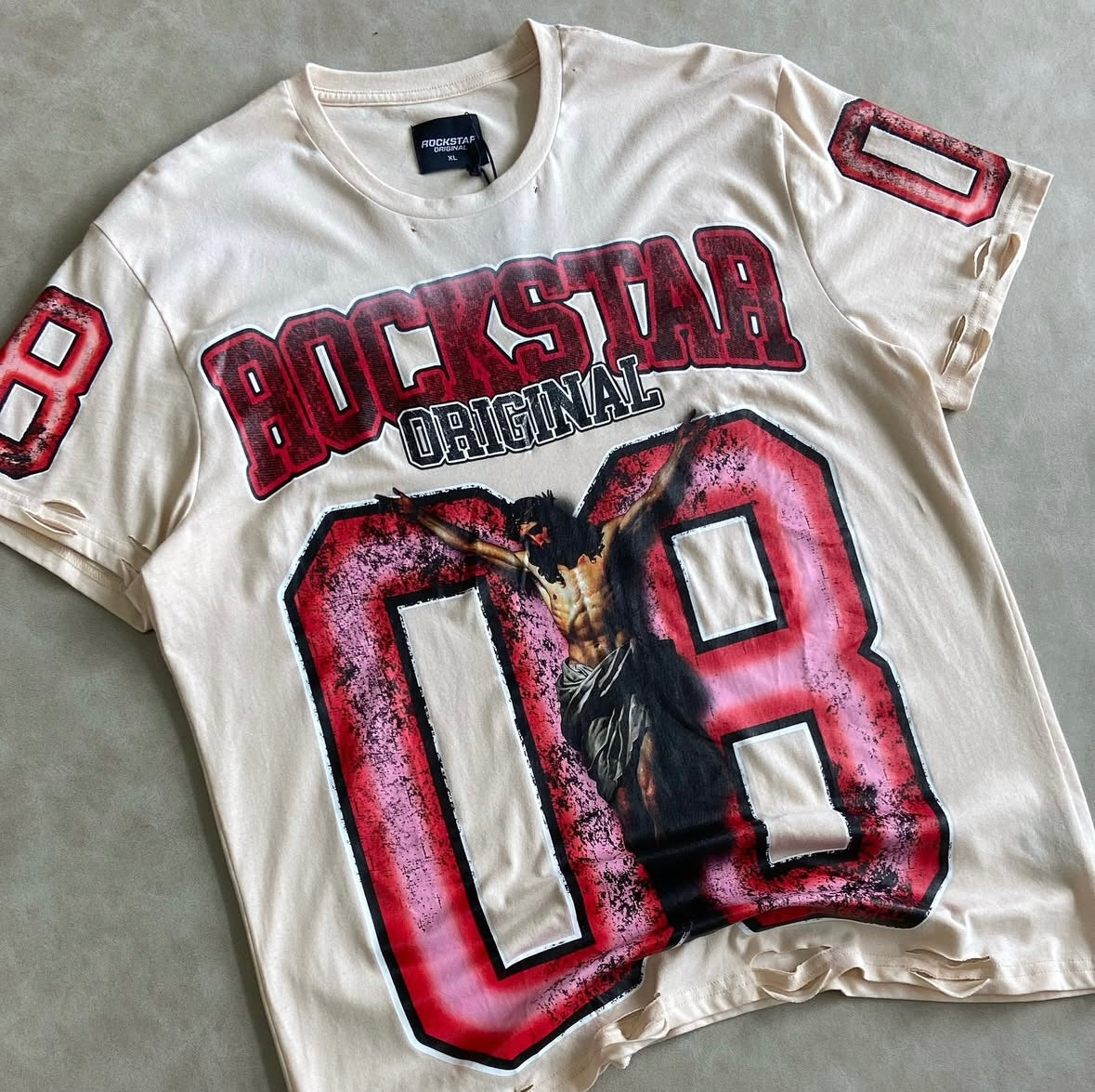 Fields Beige Oversized Graphic T-Shirt