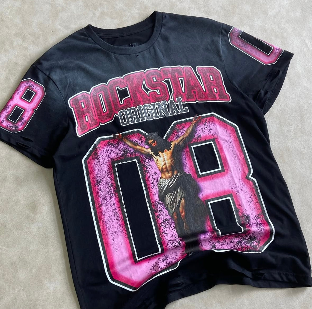 Fields Black/Pink Oversized Graphic T-Shirt